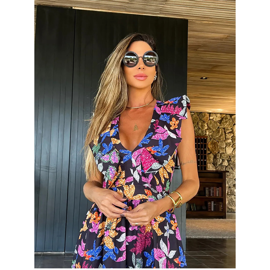 Ruffle Blossom Printed Dress