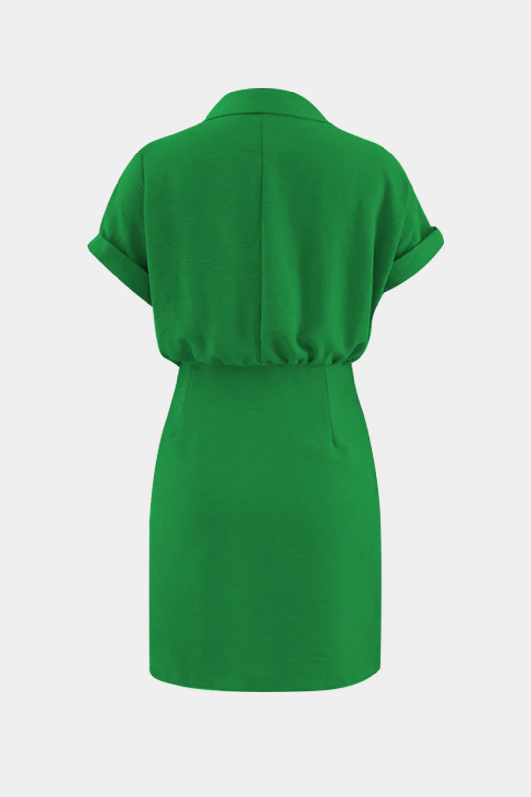 V-Neck Ruched Short Sleeve Midi Dress