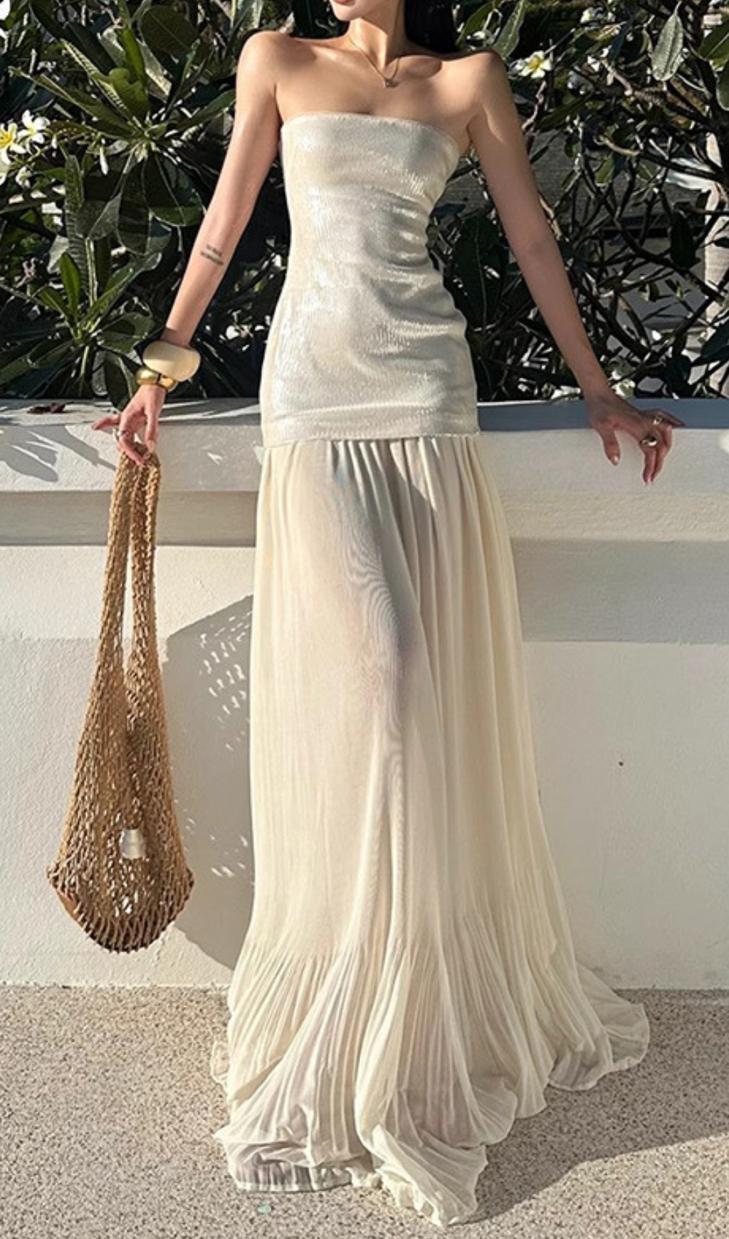 Fola Strapless Sequin Maxi Dress