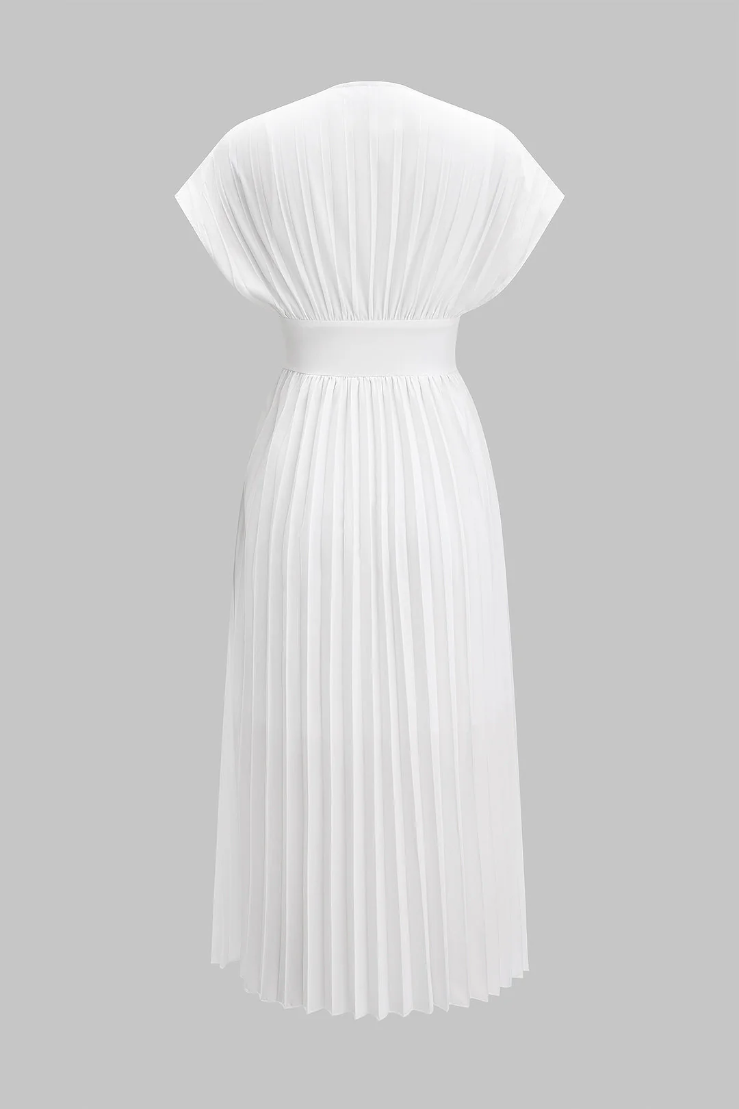 V-Neck Pleated Midi Dress