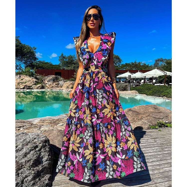 Ruffle Blossom Printed Dress