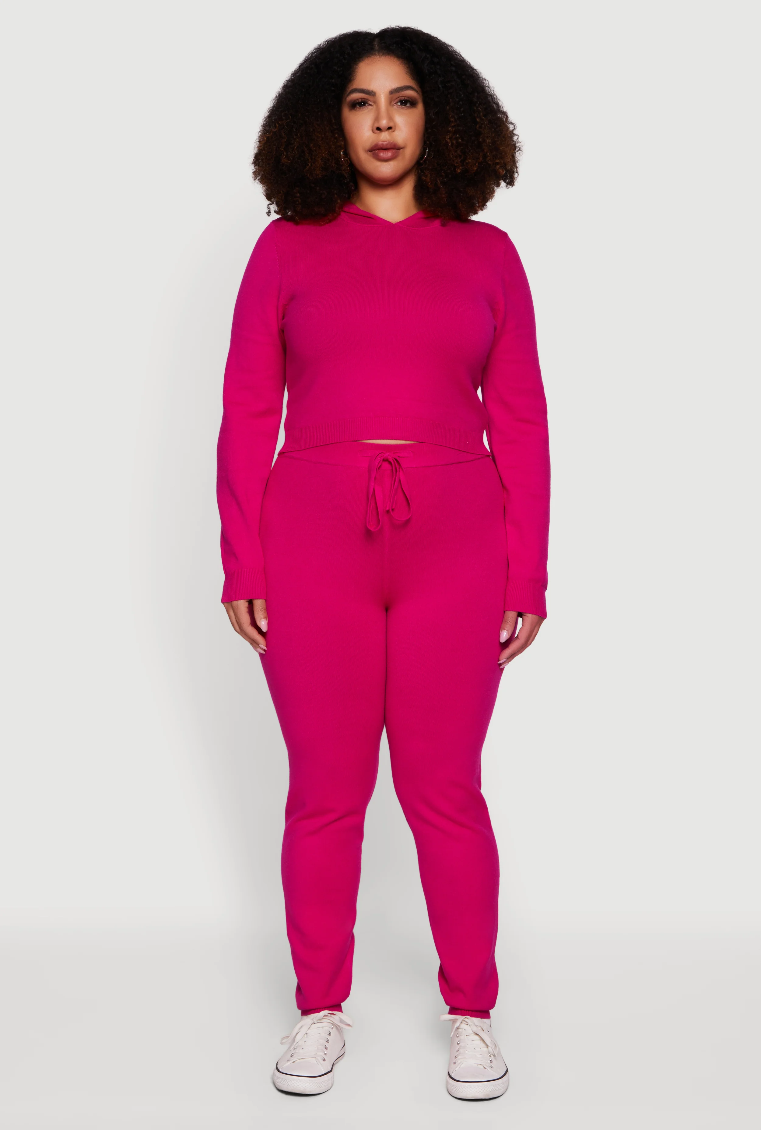 Plus Size Hooded Pull Over Crop Sweater