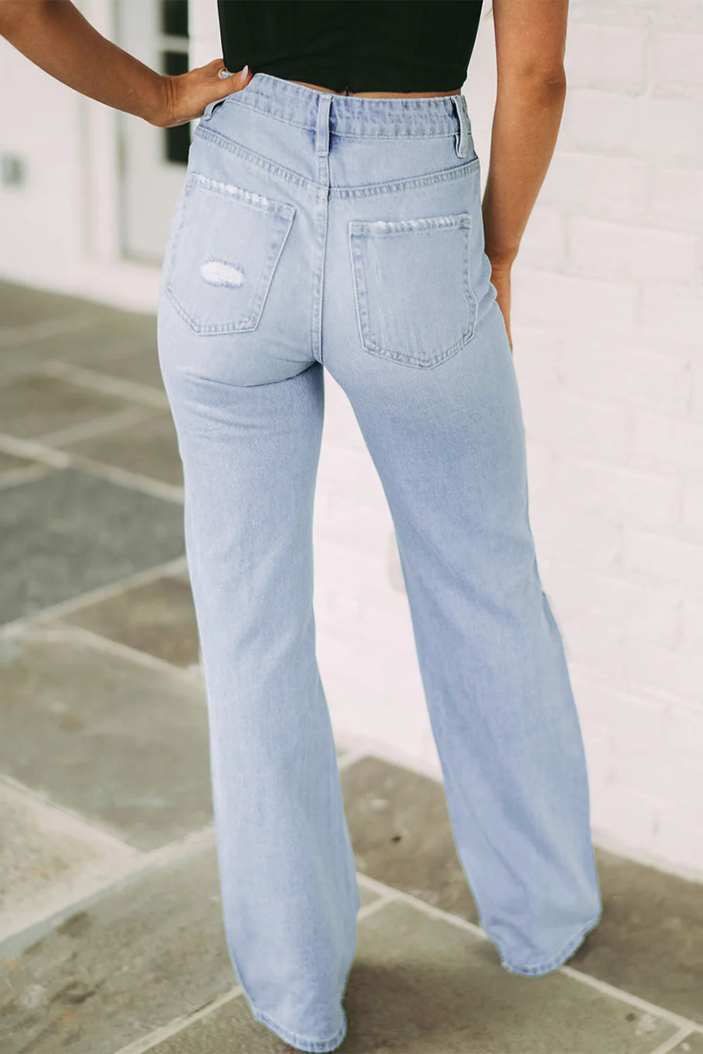 Vintage Light Wash Distressed Flare Jeans