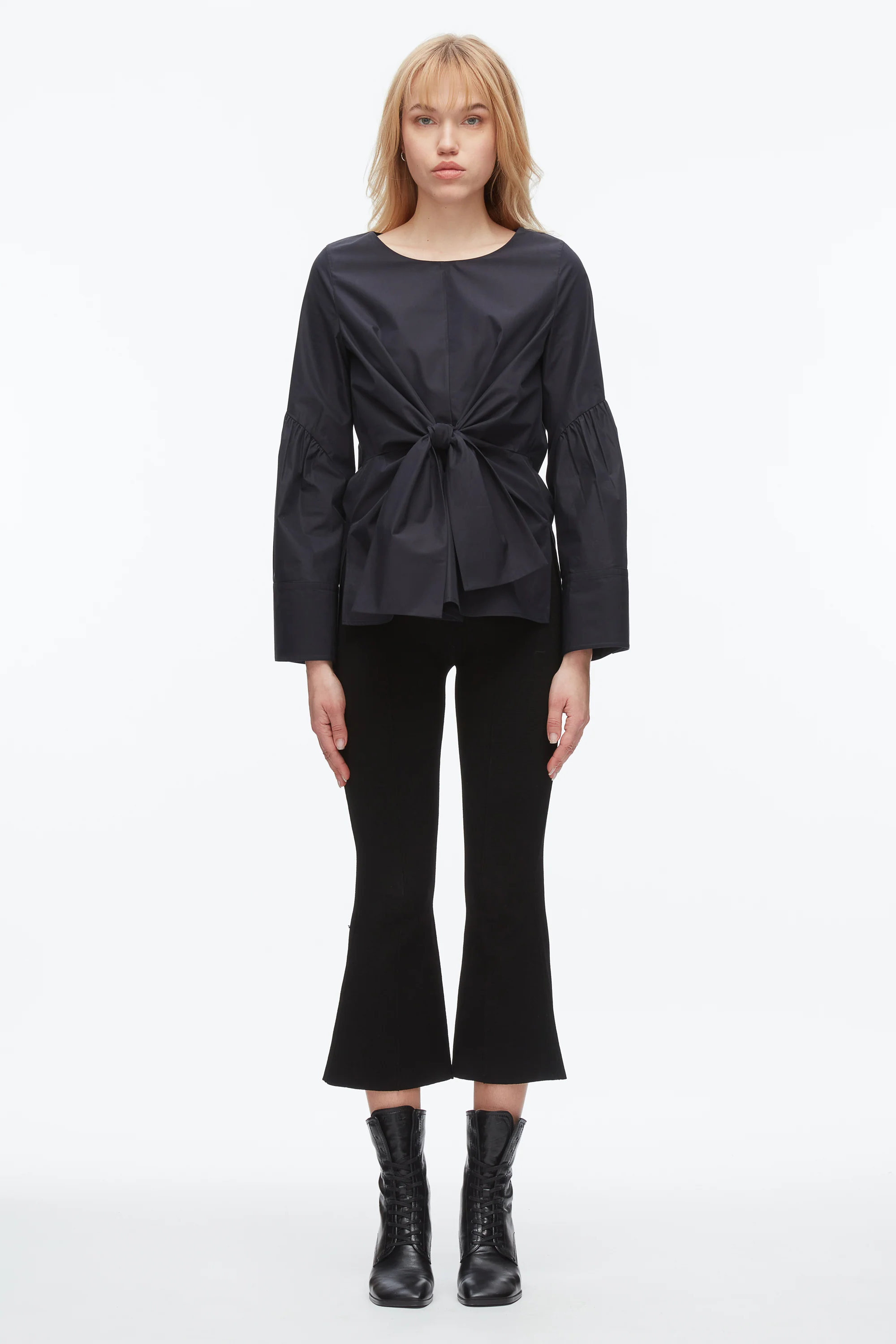 Tie Front Poplin Shirt