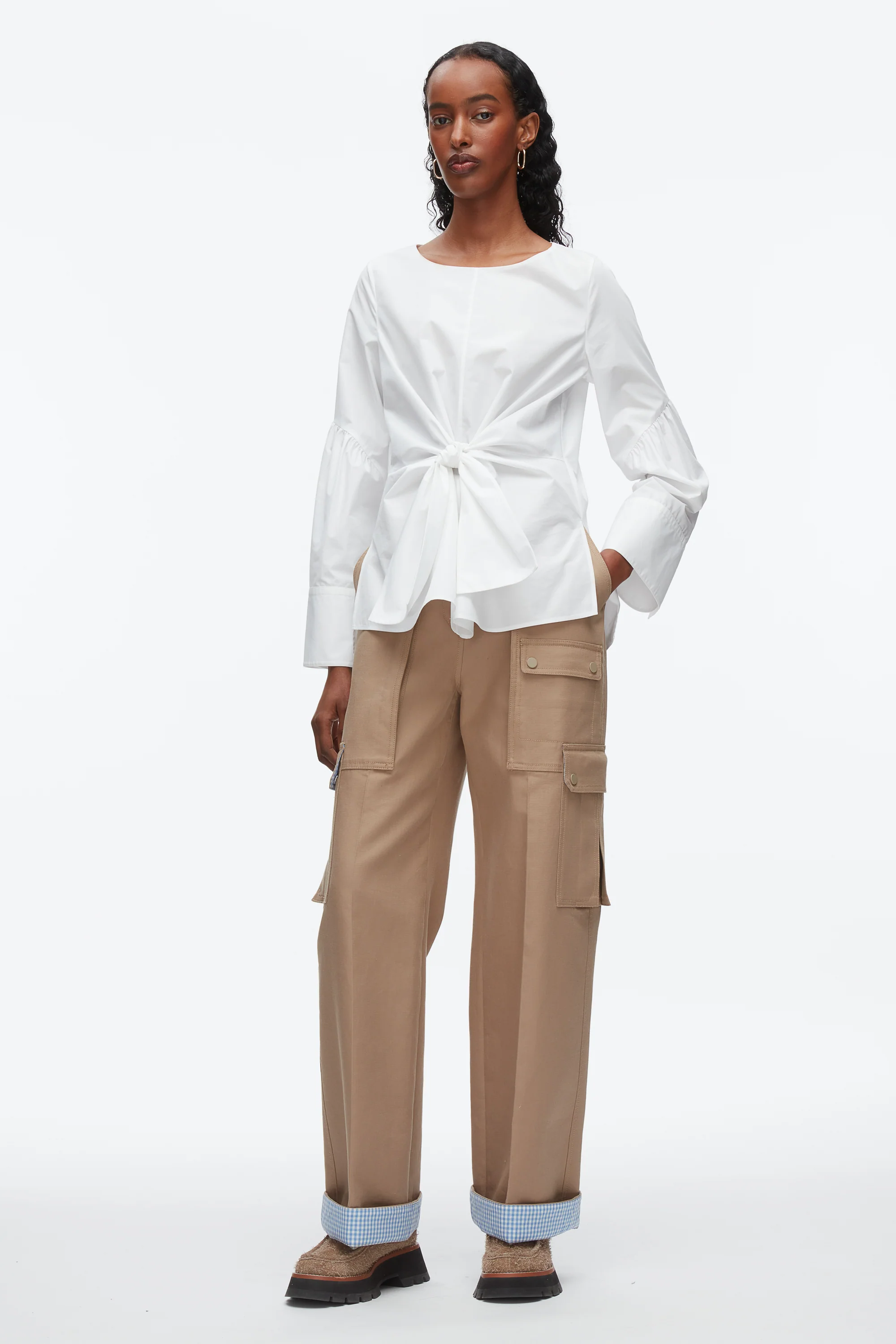 Tie Front Poplin Shirt