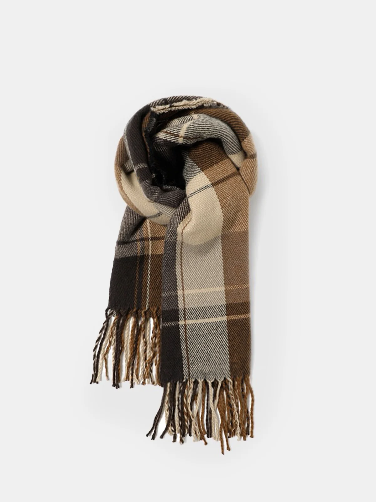 Plaid Fringed Winter Scarf