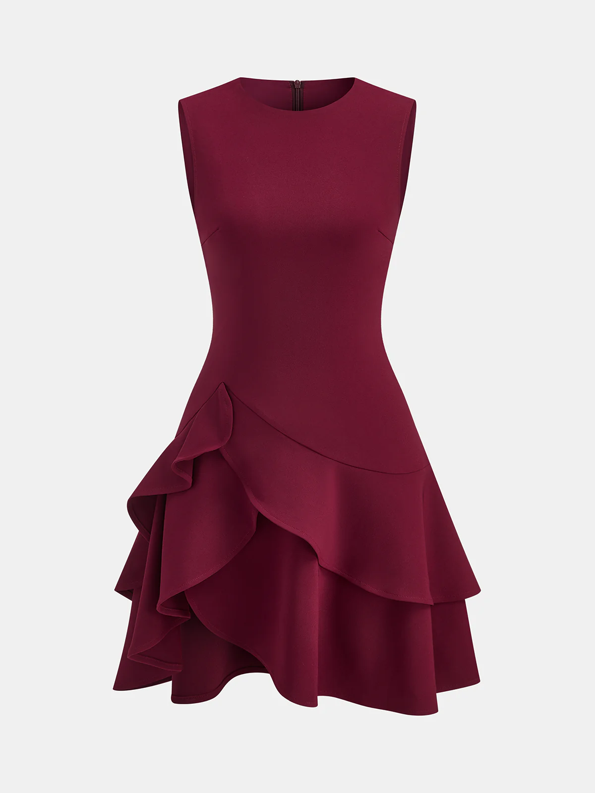 Asymmetric Ruffle Hem Sleeveless Mini Dress