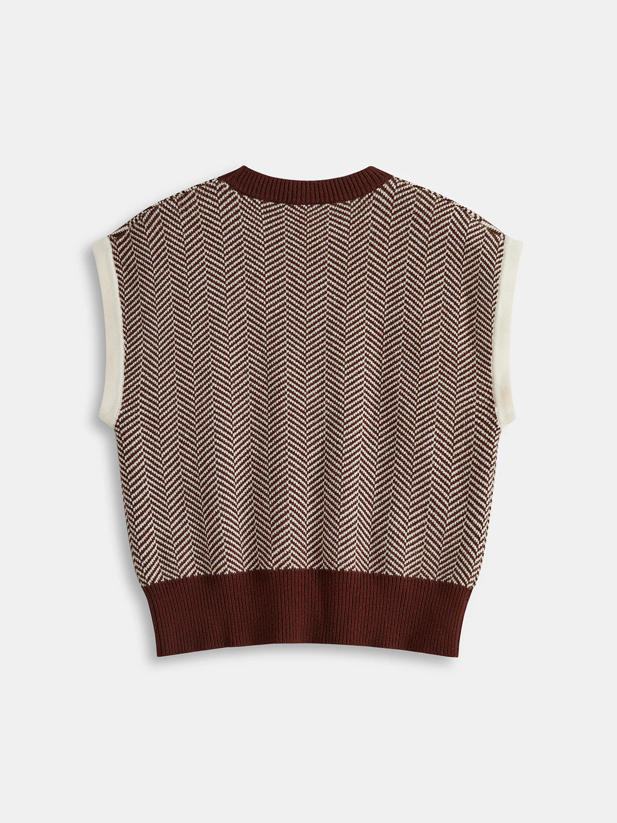 Herringbone Pattern Sleeveless Knit Vest